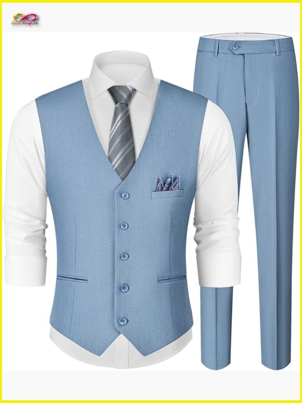 Men's Slim Fit Linen Suit Vest Pants Set Wedding Groomsmen Summer Formal
